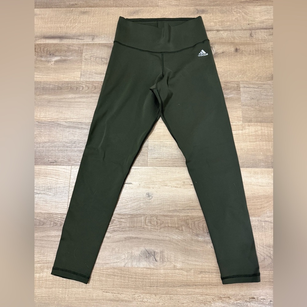 Army green ADIDAS Climalite workout leggings